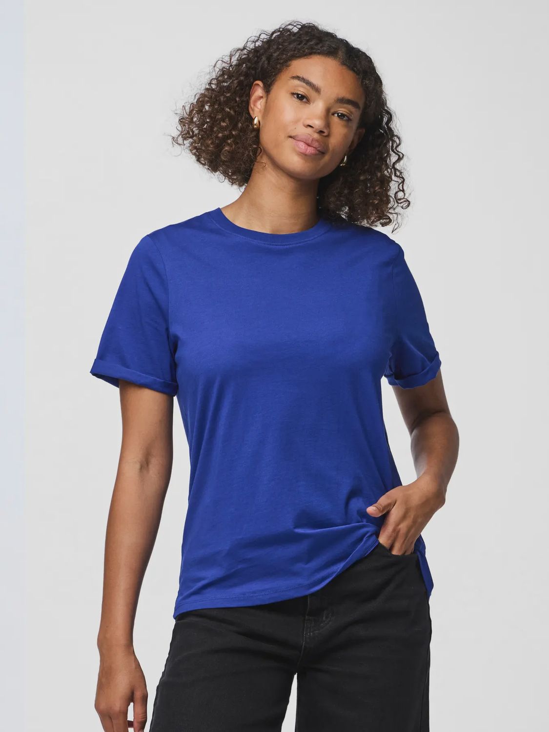 PCRIA SS FOLD UP SOLID TEE JRS NOOS BC, Colour: Mazarine Blue, Size: XS