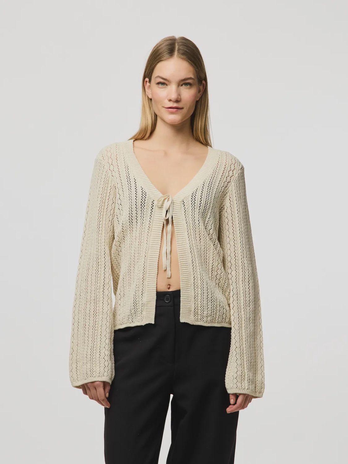 PCNUKA LS KNIT CARDIGAN, Colour: BIRCH, Size: XS