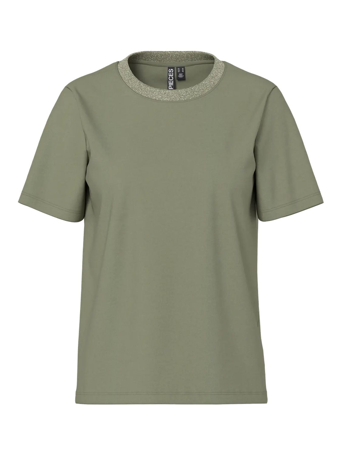 PCRIA SS LUREX NECK TEE JRS NOOS BC Green, Colour: Green, Size: XS