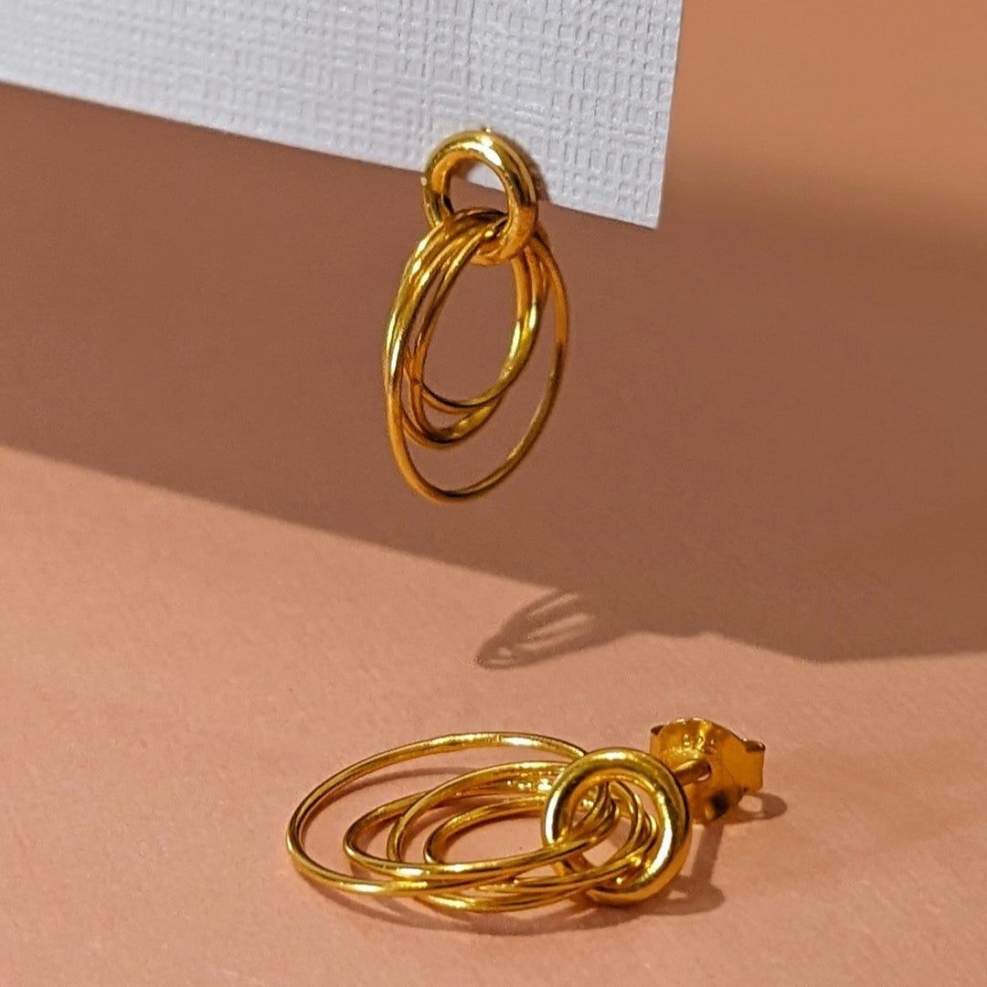 Hoop Clusters Rings Gold Stud Earrings