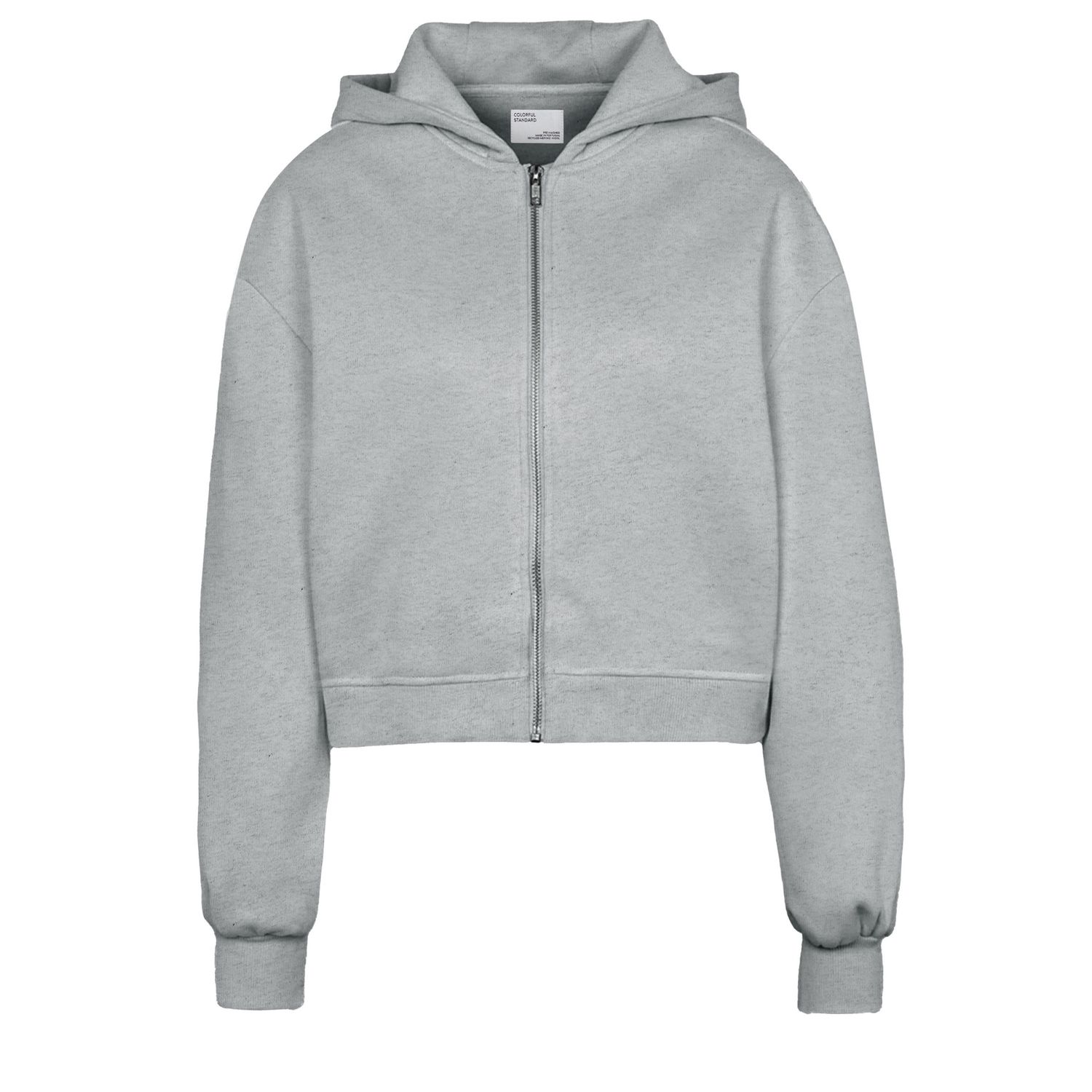 Organic Crop Zip Hood, Colour: Heather Grey, Size: XS
