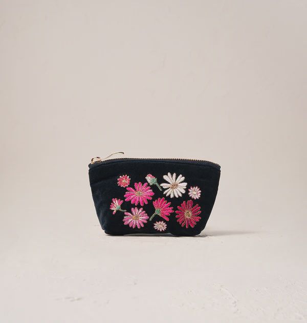 WildFlowersCoinPurseRichBlueVelvet/16x10cm