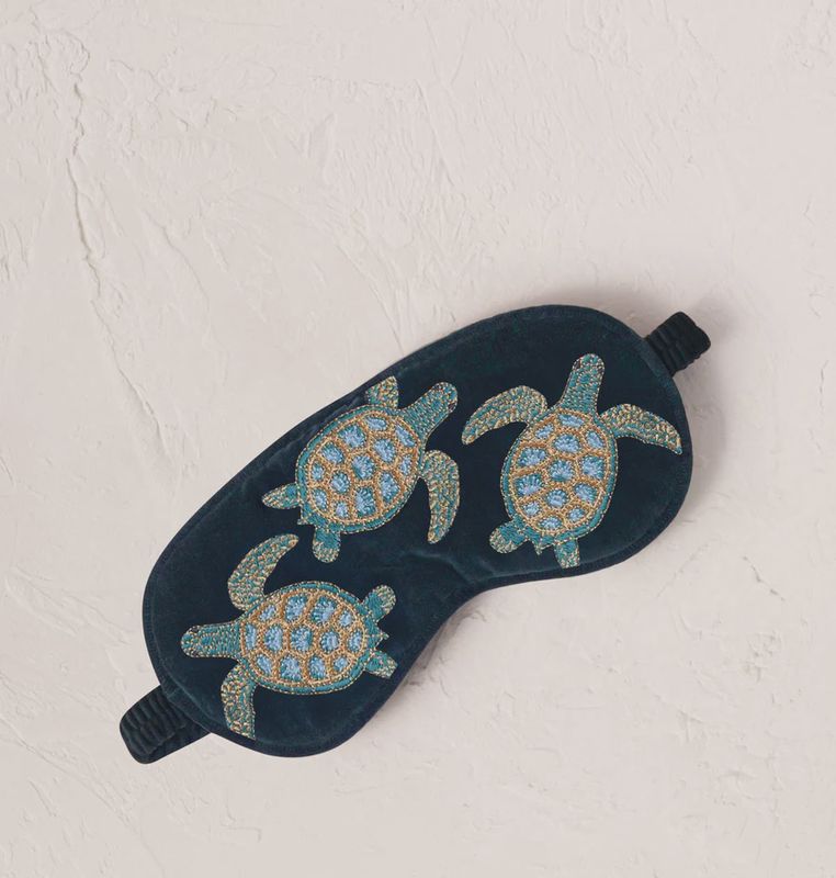 Turtle Conservation Marine Navy Velvet Eye Mask