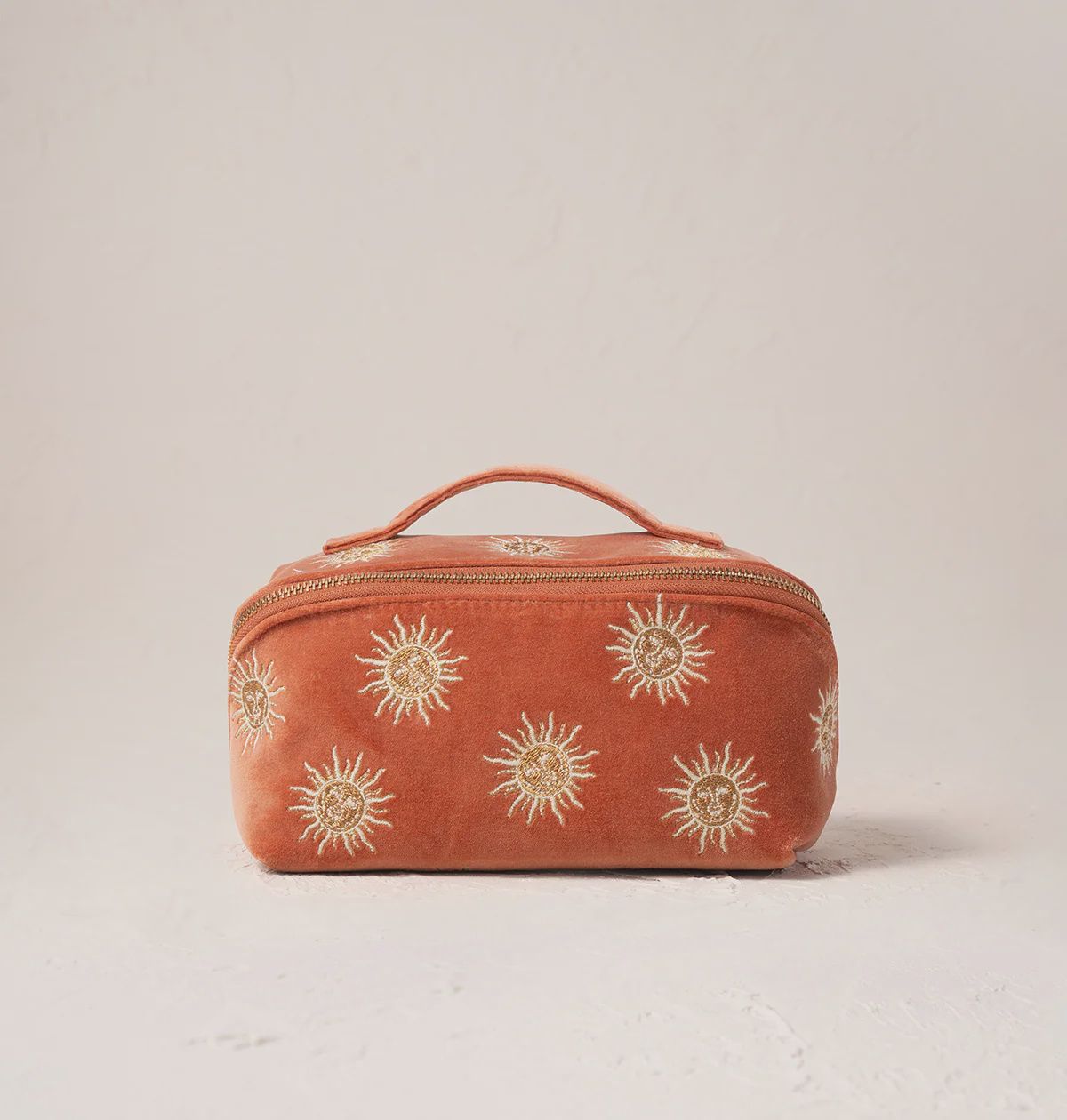 Sun Goddess Rust Velvet Open Flat Makeup Bag