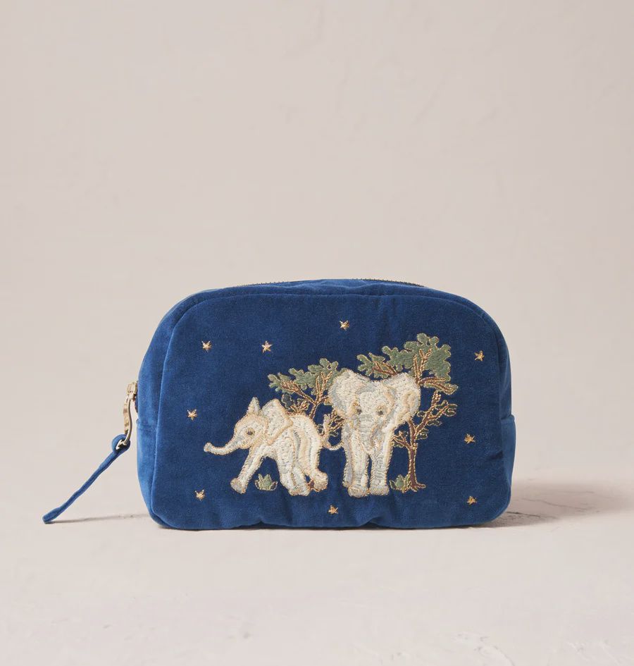 Baby Elephant Conservation Velvet Make Up Bag