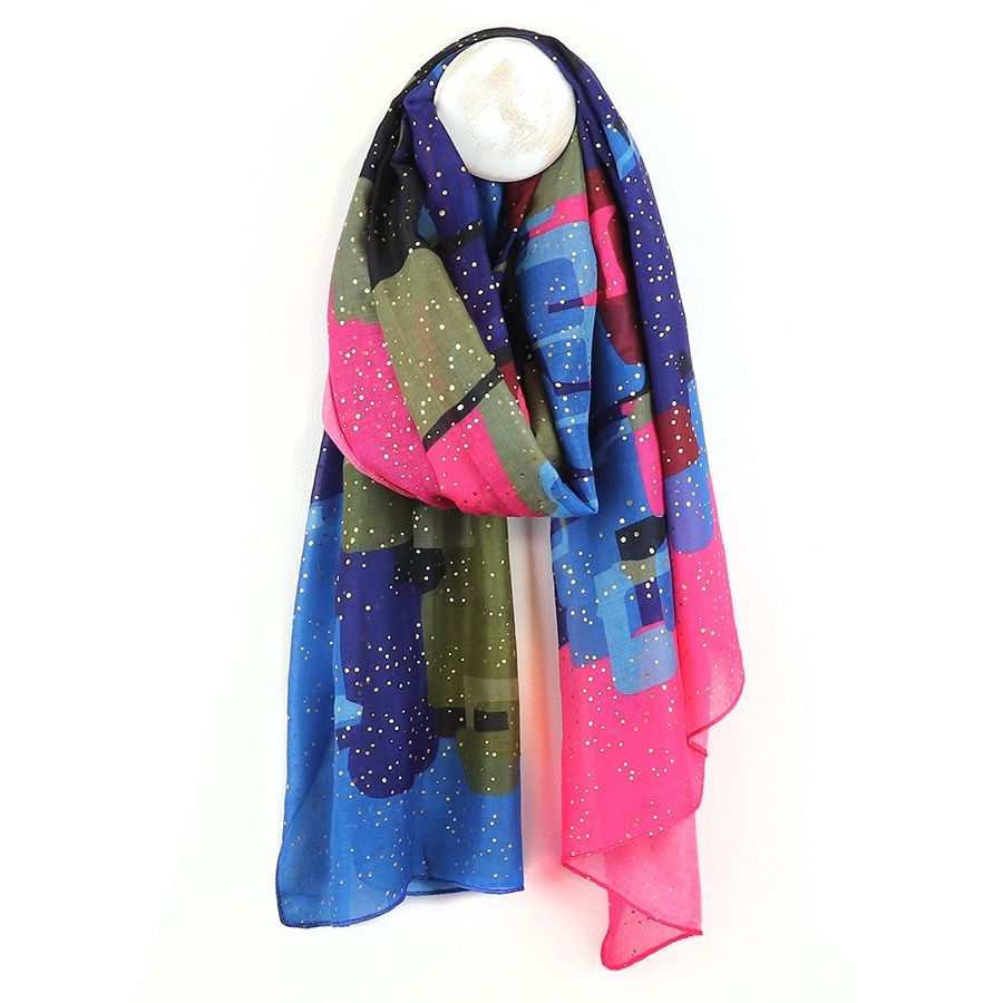 Recycled blend abstract paint and metallic scarf