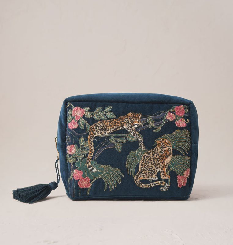 Jungle Jaguar Wash bag Ink Blue