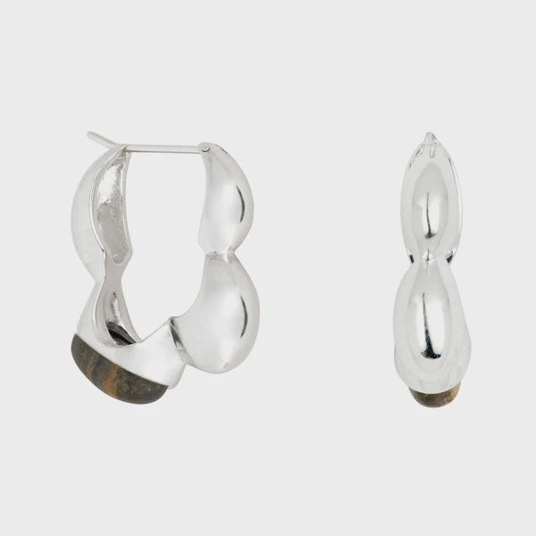 Gaia Link Sculptural Grey Jasper Statement Silver