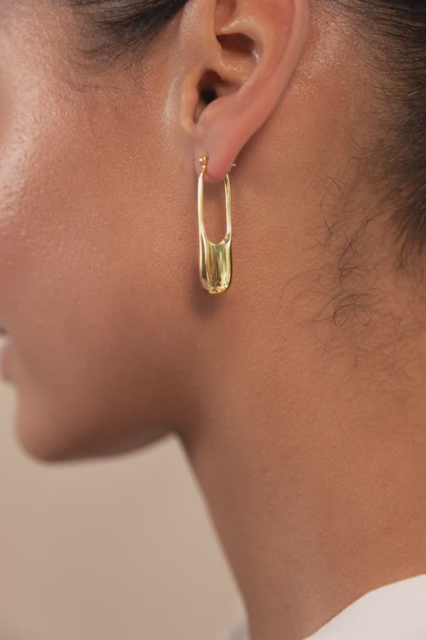 Streamline Long Hoops Minimalist Gold Earrings