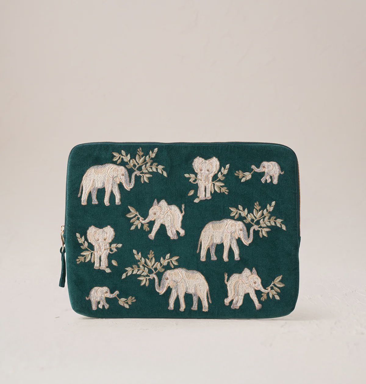 Elephant Herd Laptop Case Large  Emerald