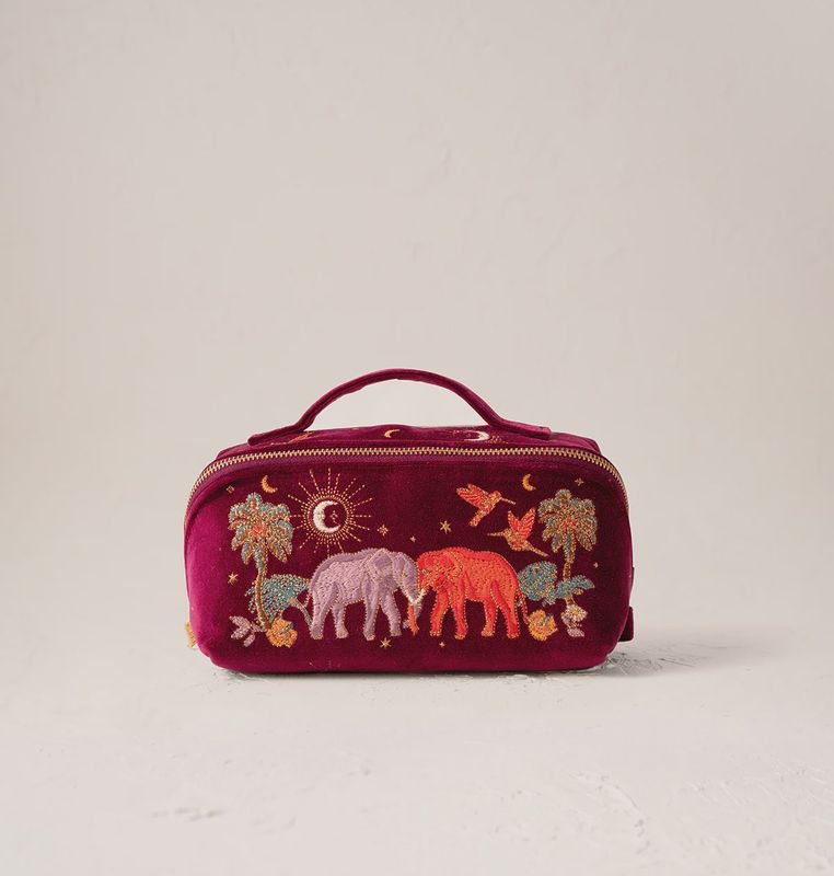 Ruby Velvet Open Flat Makeup Bag