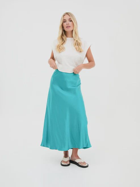 Angel Satin Midi Skirte4