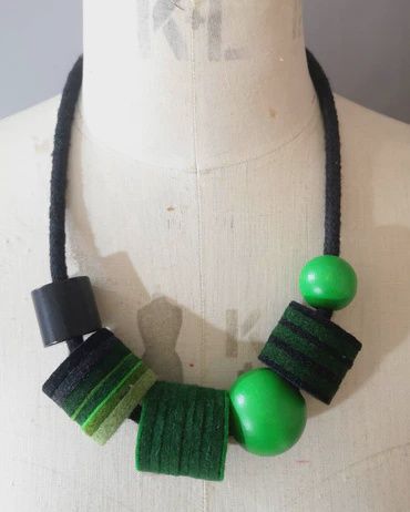Industrial Necklace Blk&amp;W&amp;Green