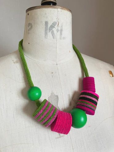 Industrial Necklace Pink &amp; Green