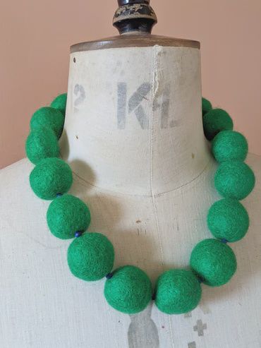 Merino Bead Necklace Emerald