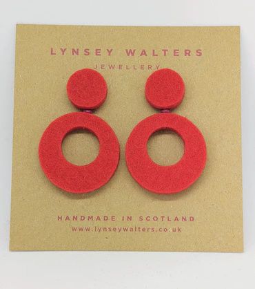 Retro Hoop Earrings, Colour: Red