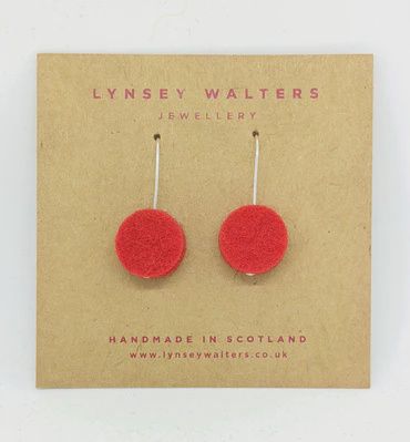 Drop Dot Earrings, Colour: Red