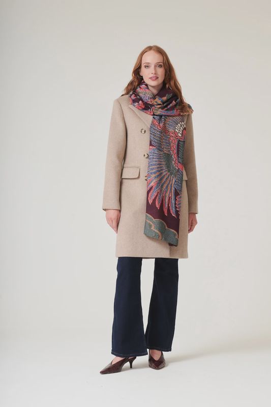 Crane Plum Scarf