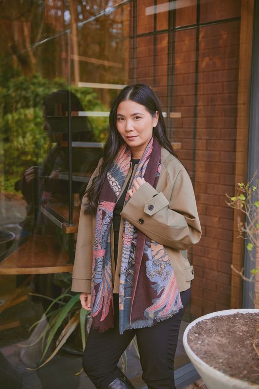 Crane Plum Wool Scarf