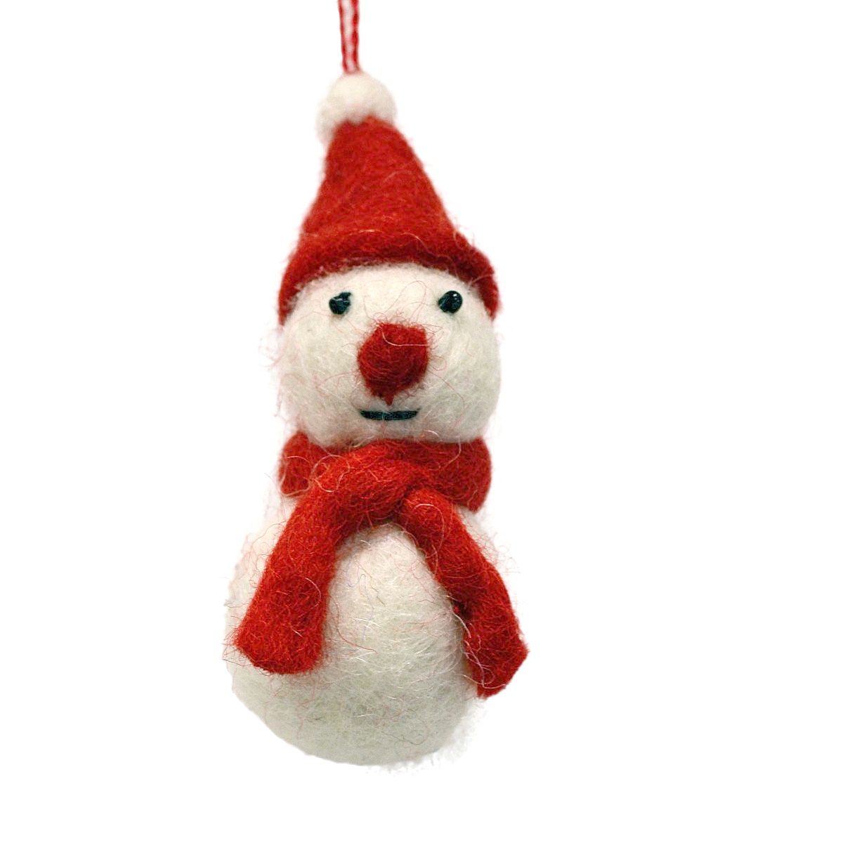 Snowman - Felt Hanging Decoration, Colour: Red