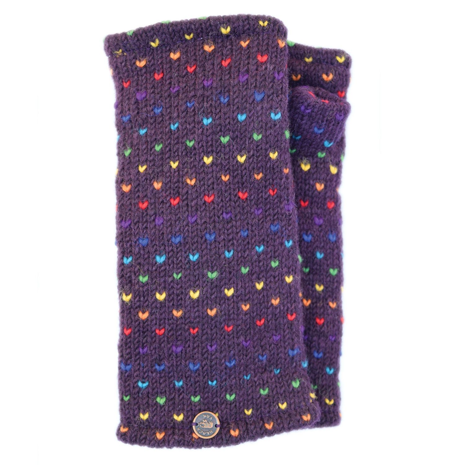 Rainbow tick Wristwarmers, Colour: Aubergine