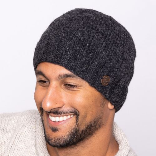 Pure Wool Plain Beanie, Colour: Charcoal