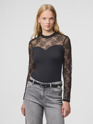 PCMILLY LS LACE BODYSTOCKING NOOS