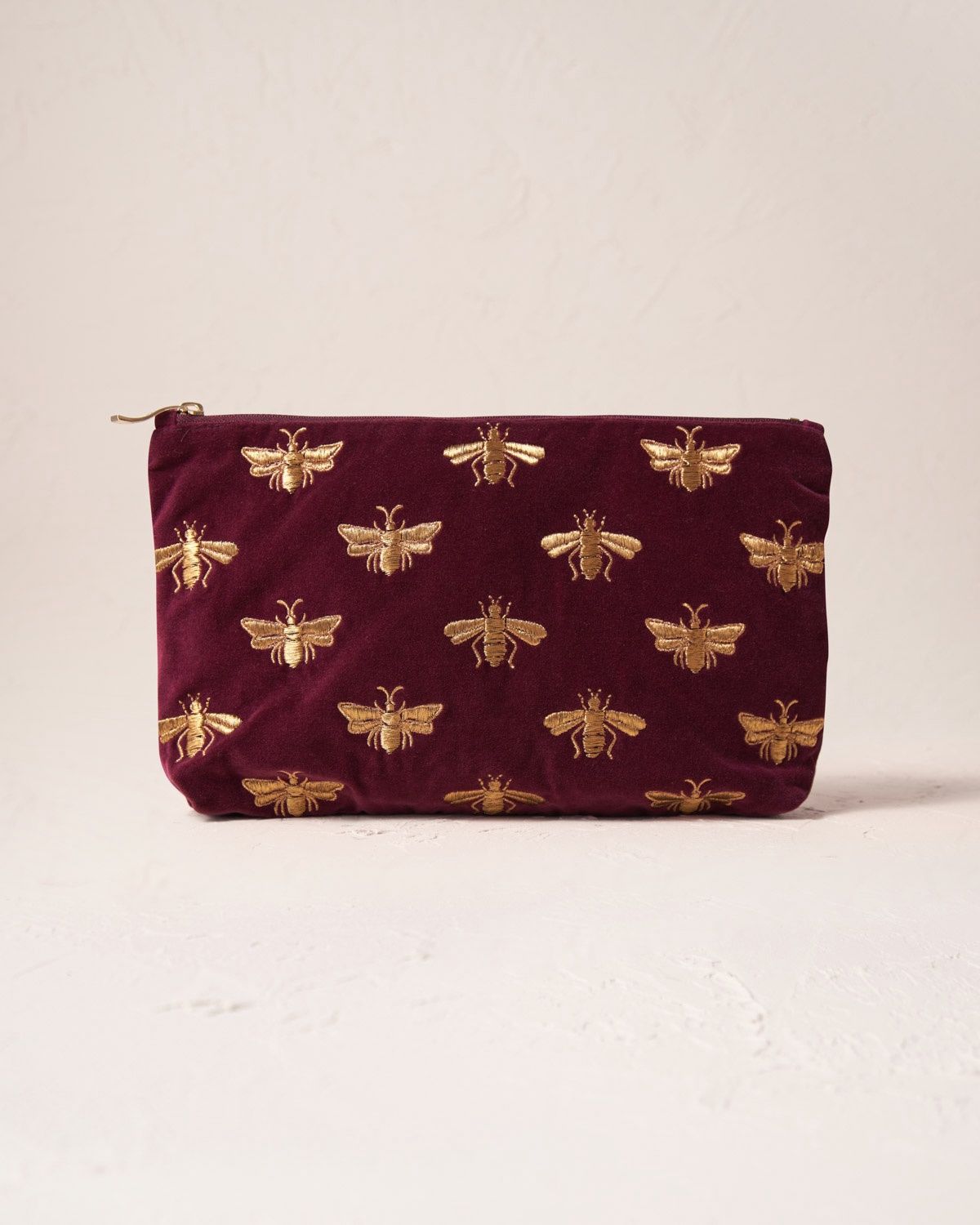 Honey Bee Plum Velvet Everyday Pouch