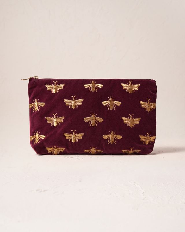 Honey Bee Plum Velvet Everyday Pouch