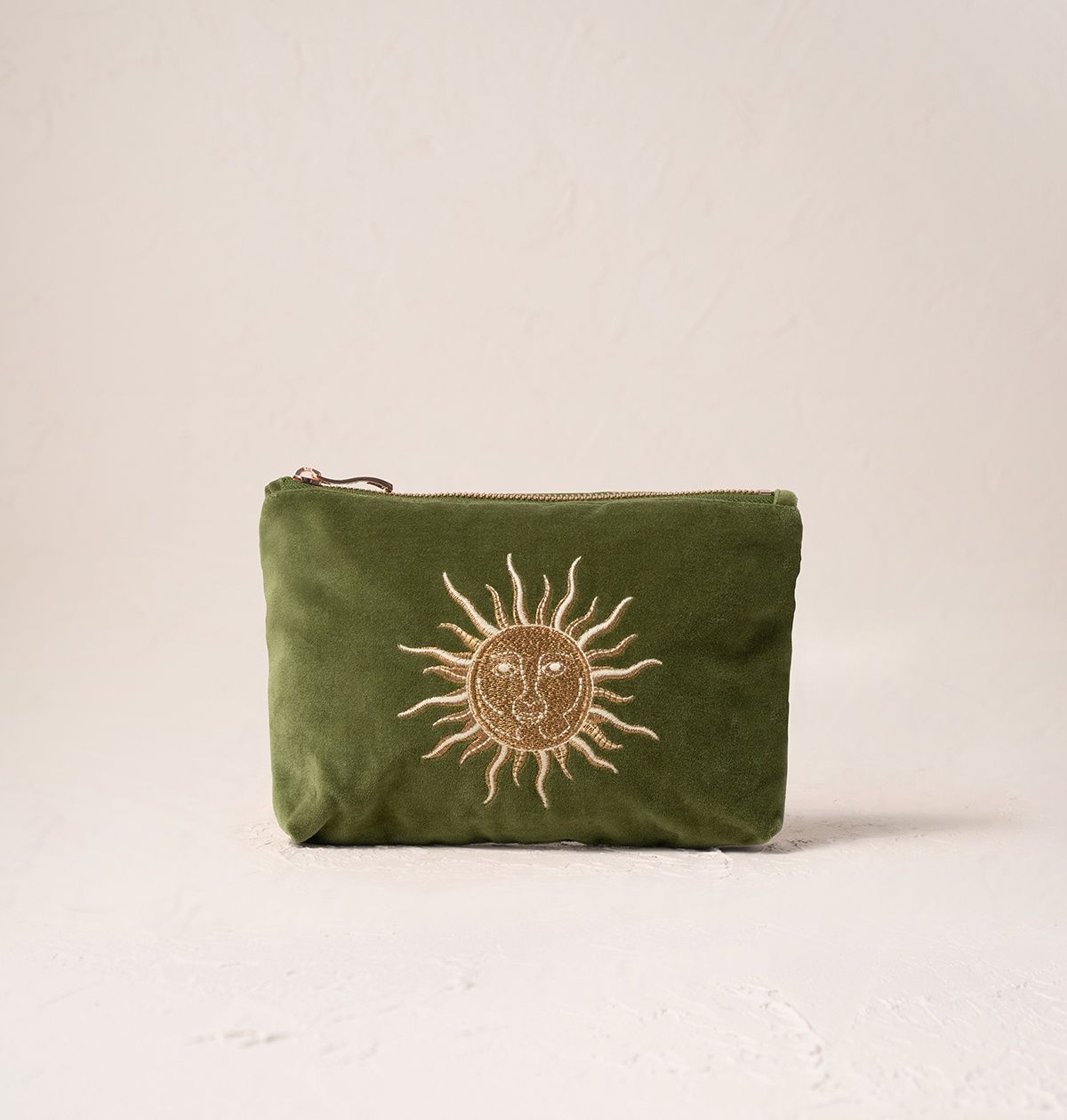 Sun Goddess Fern Green Velvet Mini Pouch