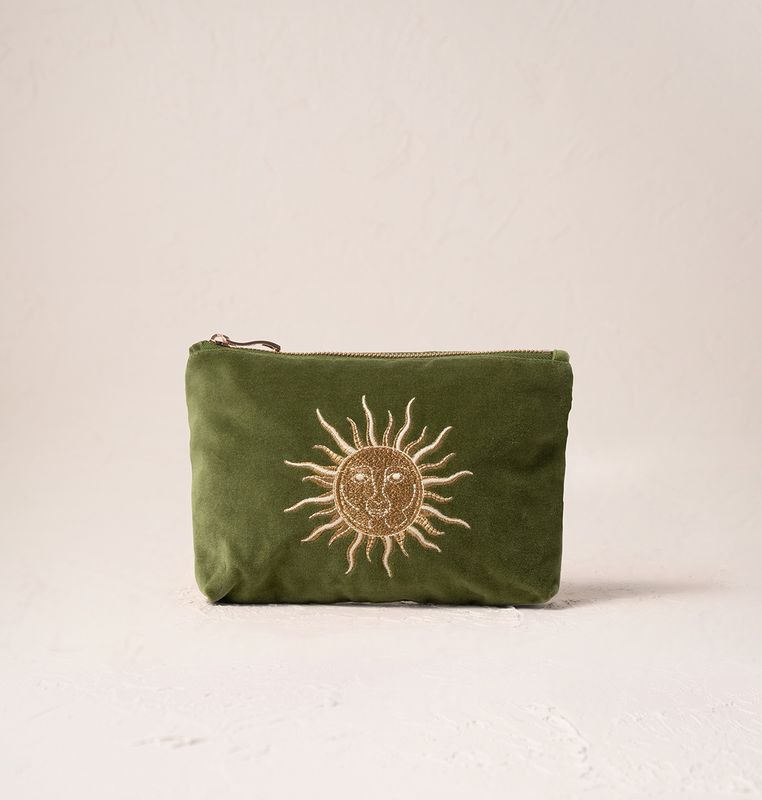 Sun Goddess Fern Green Velvet Mini Pouch