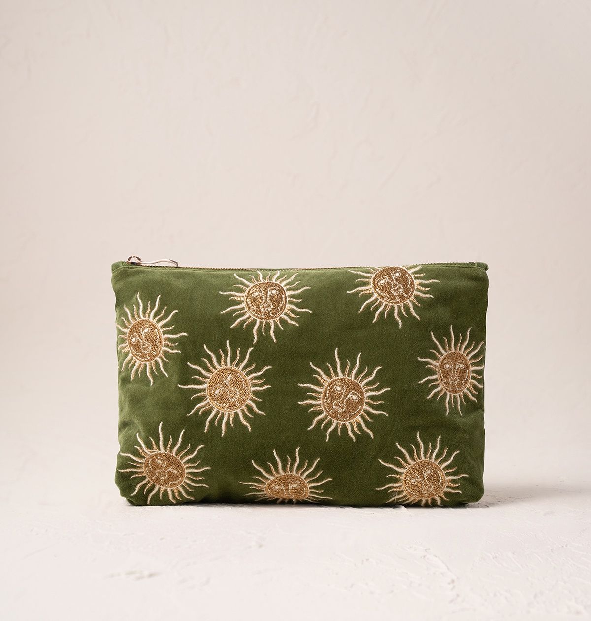 Sun Goddess Fern Green Velvet Everyday Pouch