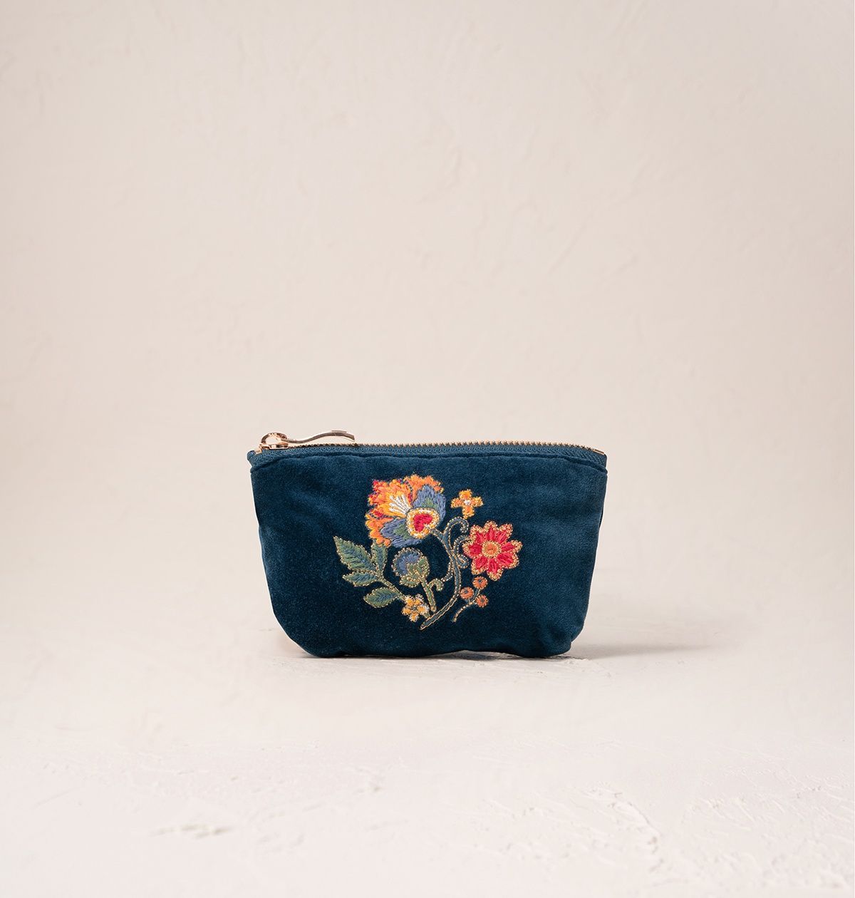 Botanical Garden Ink Blue Velvet Coin Purse