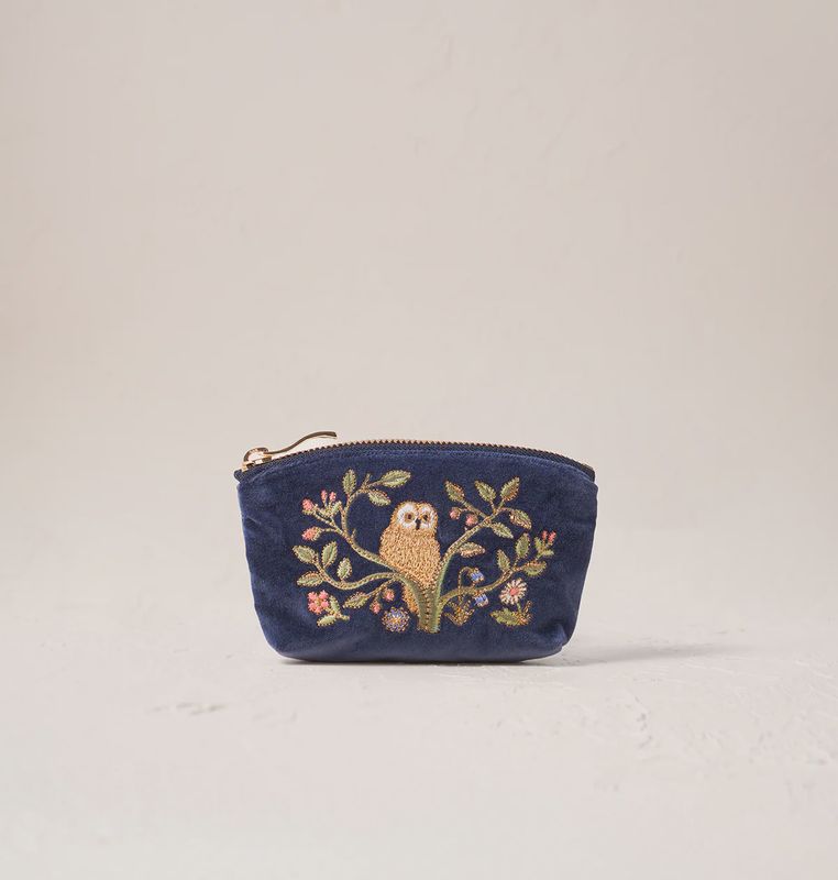 Tree of Life Velvet Coin Purse - Indigo