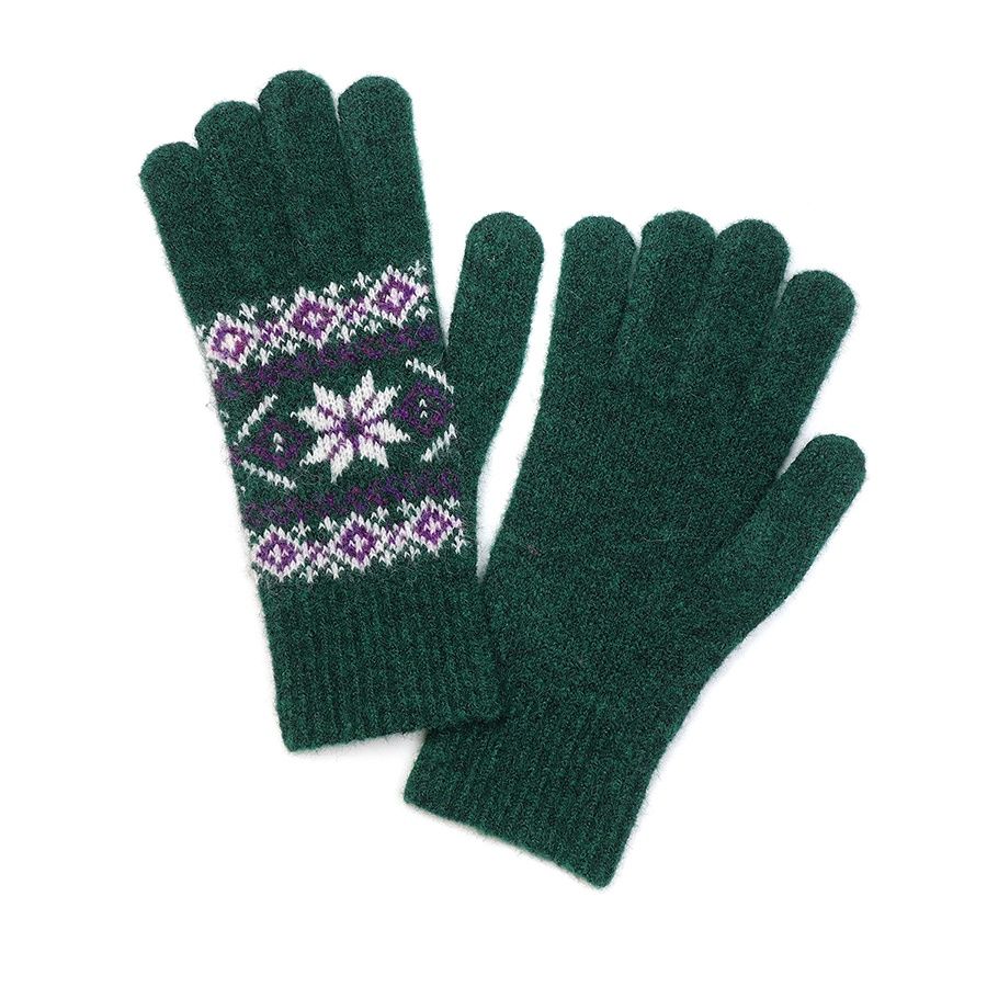 Recycled blend star flower gloves, Colour: green mix