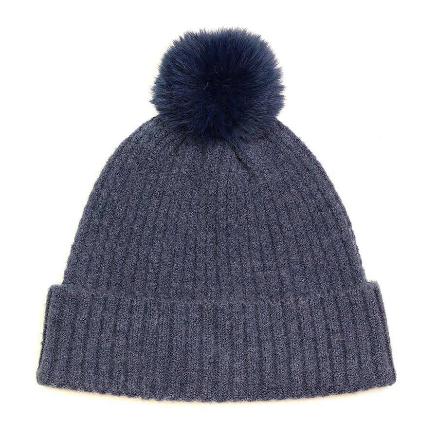 Recycled blend classic bobble hat, Colour: blue