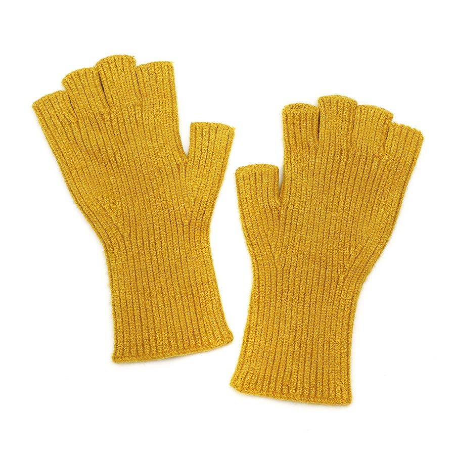 Recycled blend fingerless gloves, Colour: Mustard