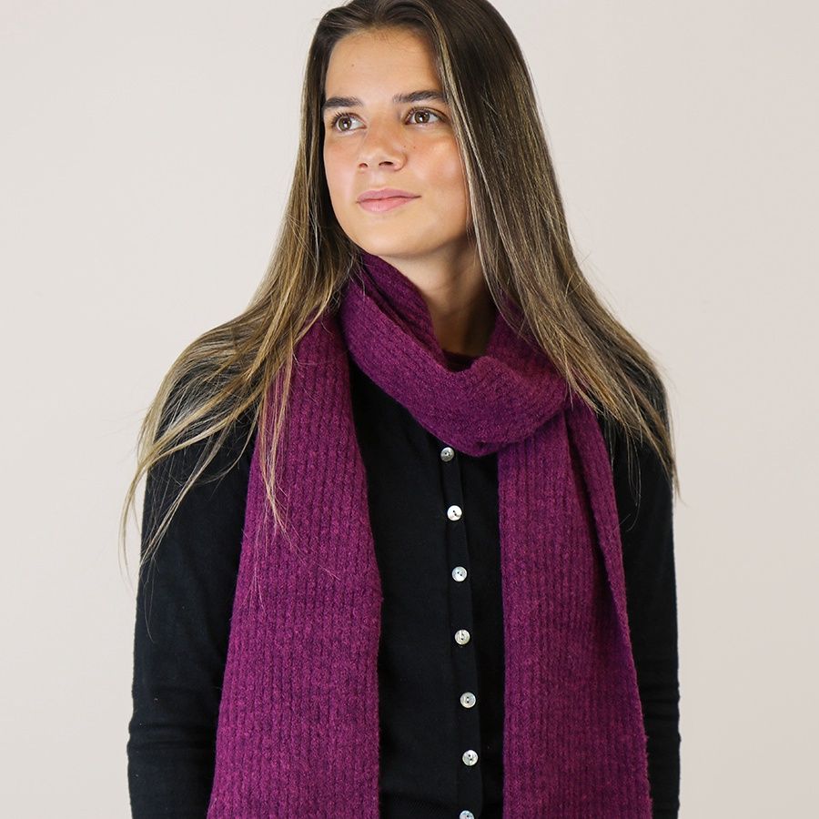 Recycled blend cable knit scarf