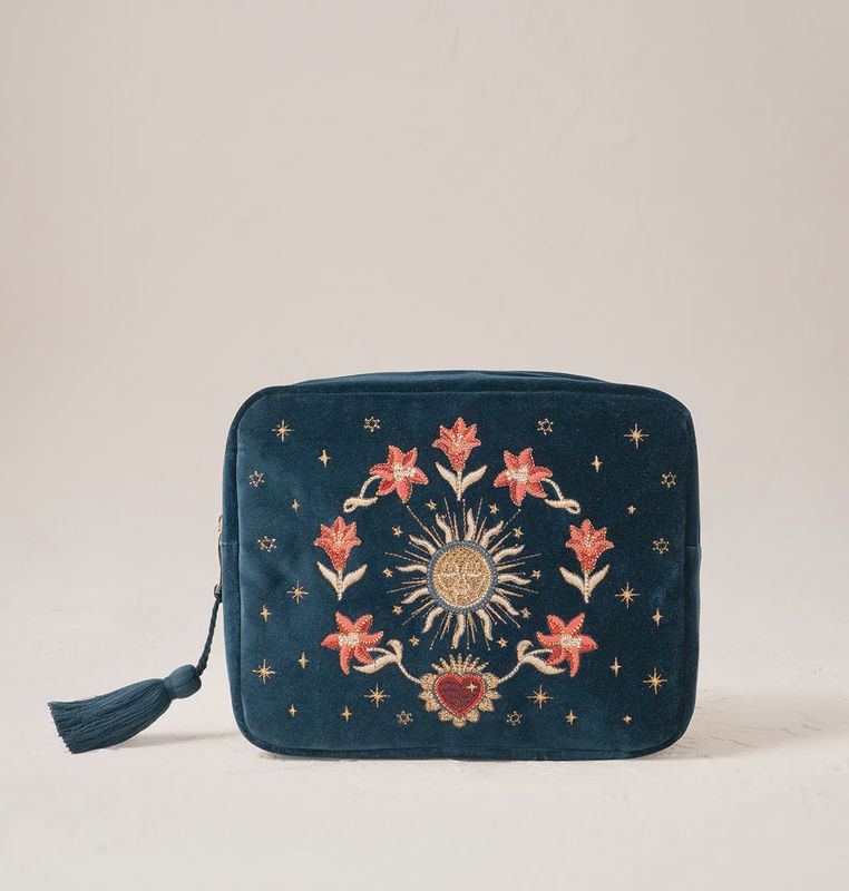 Winter Goddess Velvet Wash Bag  Ink Blue