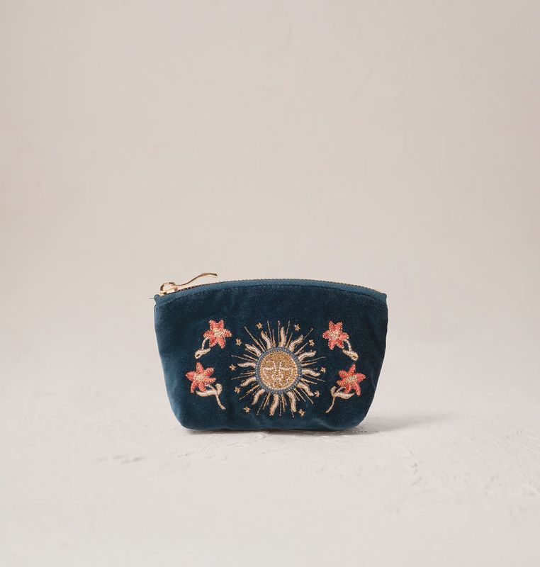 Winter Goddess Velvet Coin Purse Ink Blue