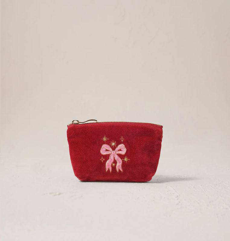 Dazzling Bows Velvet Coin Purse Rouge