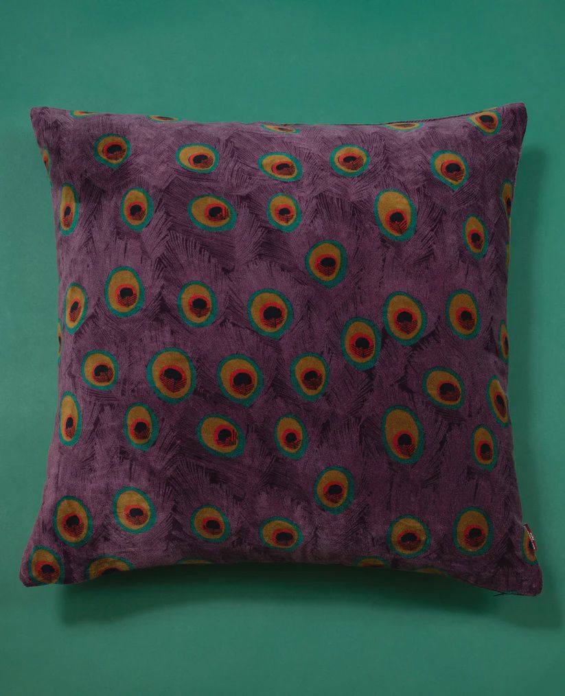 Velvet Pillow Case - Peacock fig