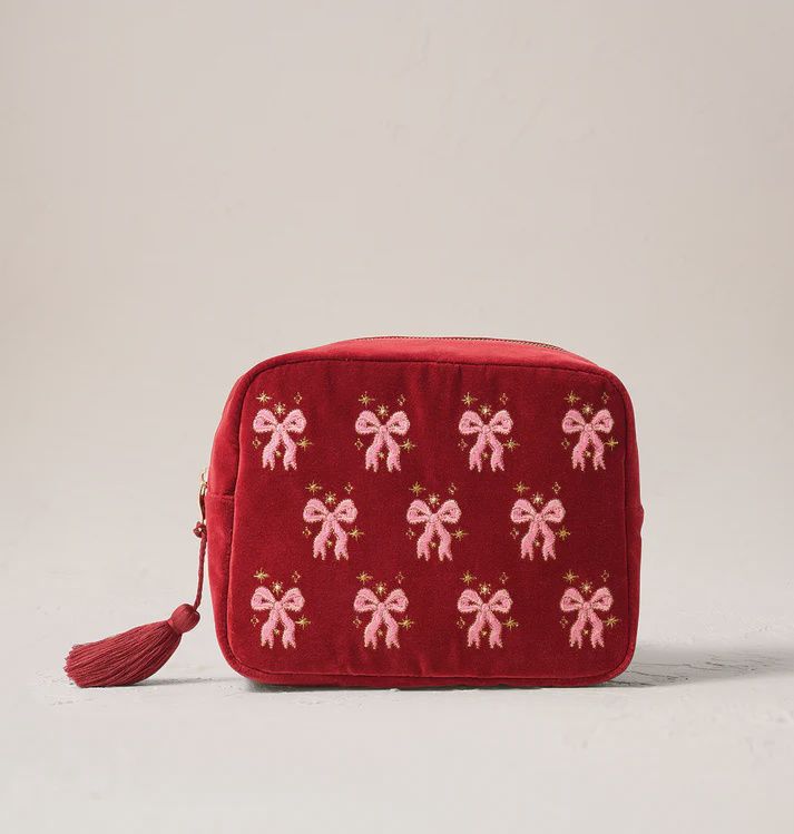 Dazzling Bows Velvet Wash Bag Rouge