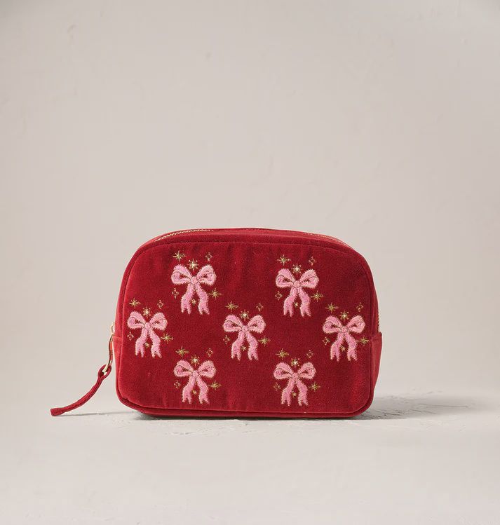Dazzling Bows Velvet Makeup Bag Rouge