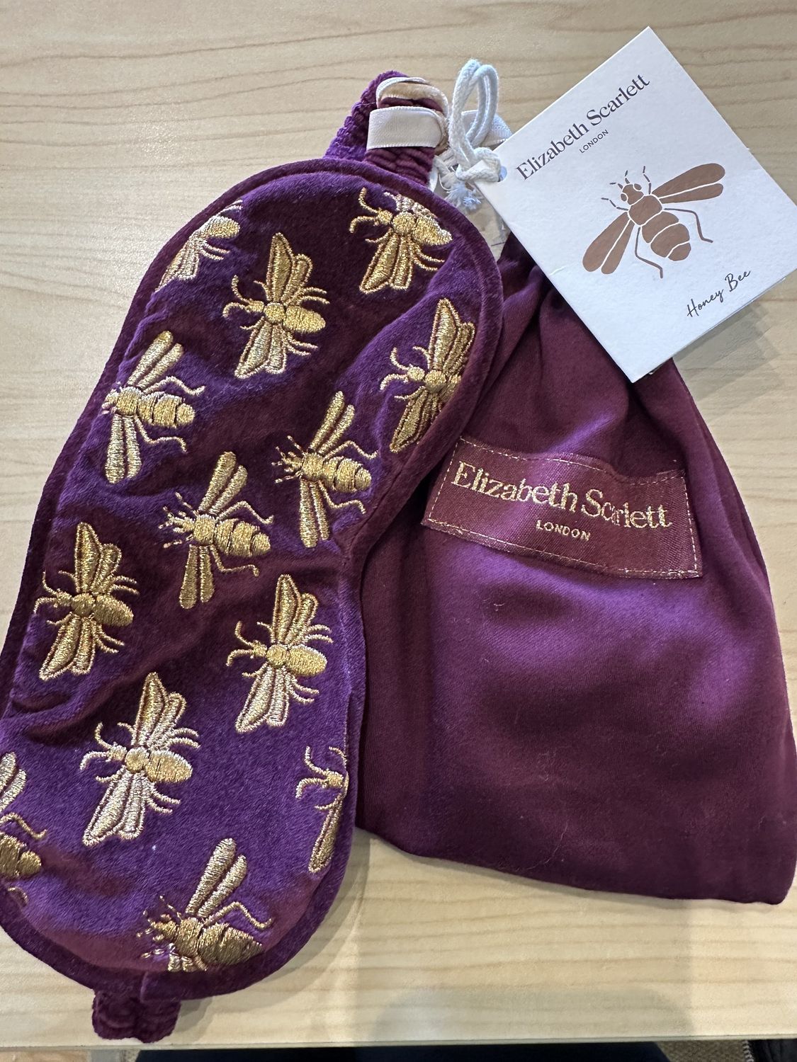 Honey Bee Plum Velvet Eye Mask