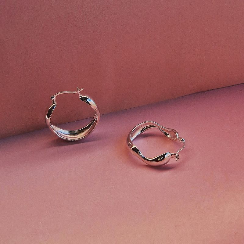 SILVER LARGE WATER HOOP EARRINGS