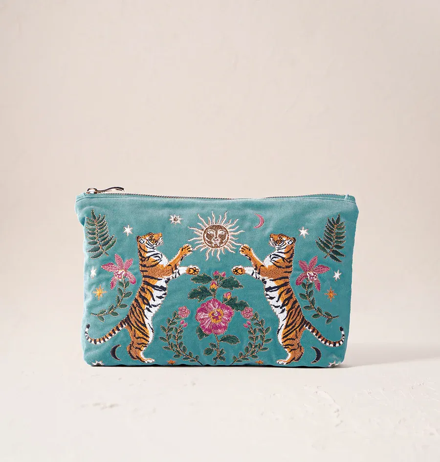 Celestial Tigers Everyday Pouch Teal