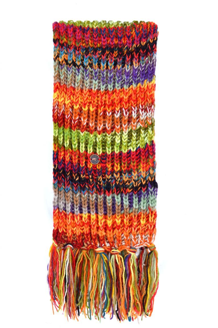 Pure Wool Electric Stripe Scarf, Colour: Orange