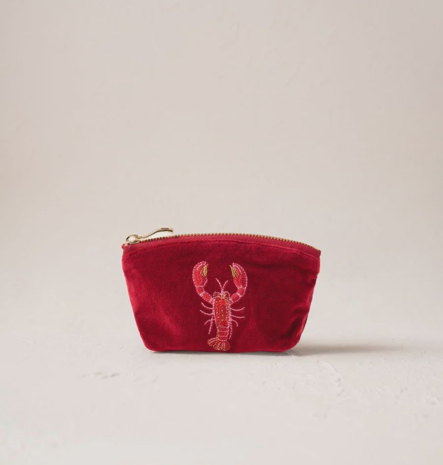 Lobster Velvet Coin Purse Rouge