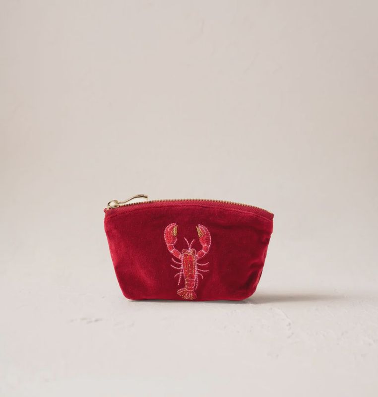 Lobster Velvet Coin Purse Rouge